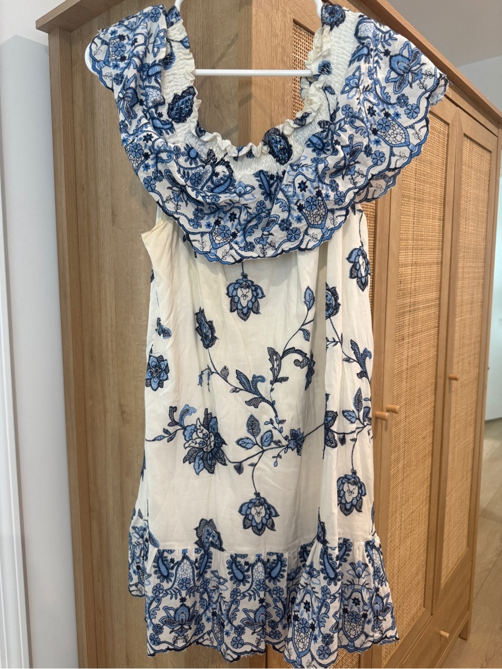Parker Blue Floral Embroidered Dress